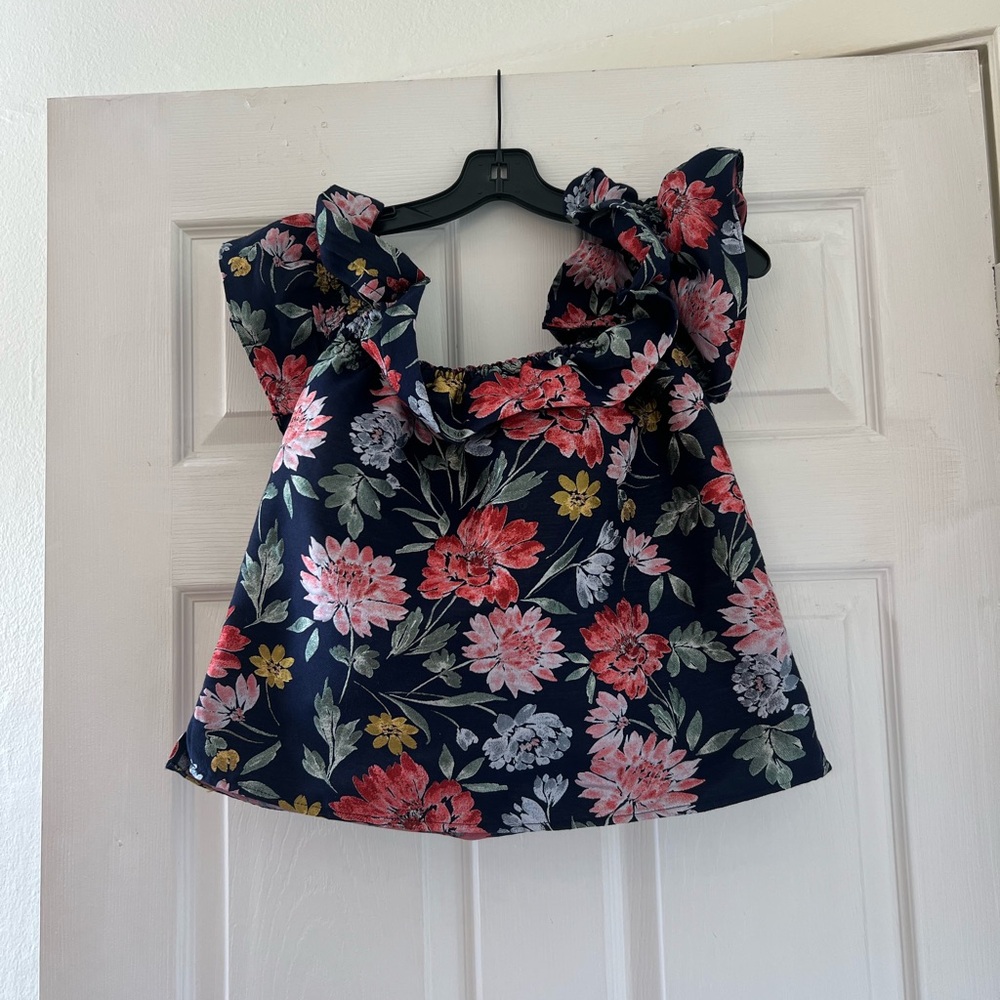 christy lynn floral off the shoulder blouse